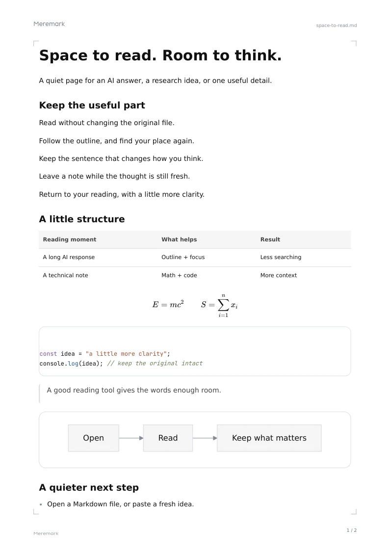 An A4 PDF page exported from Meremark.