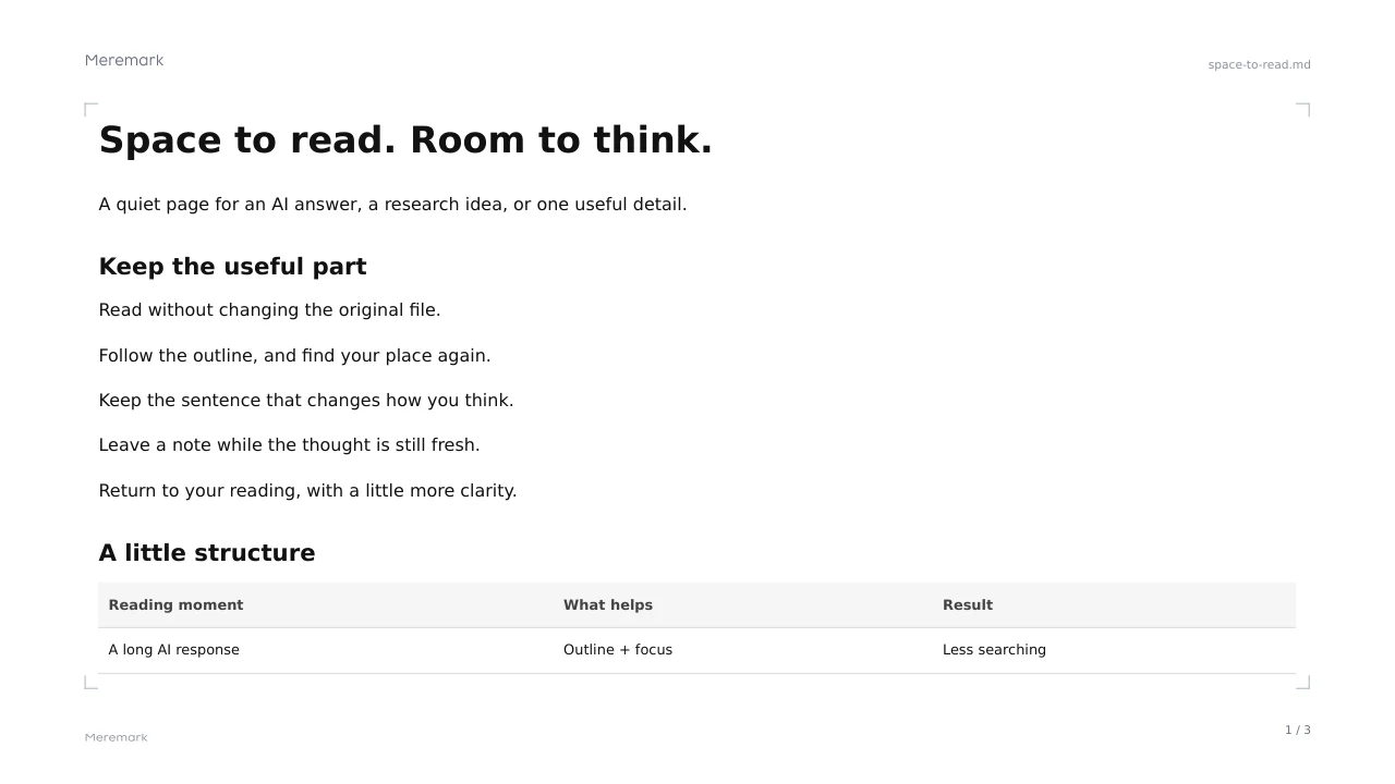 A 16:9 PDF page exported from Meremark.
